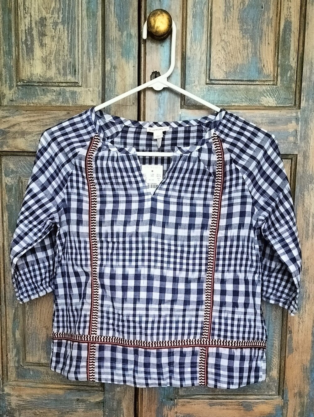 NWT! J. Crew Crewcuts Cotton Ikat Embroidered Boho Peasant Blouse Sz. 10, $59.50
